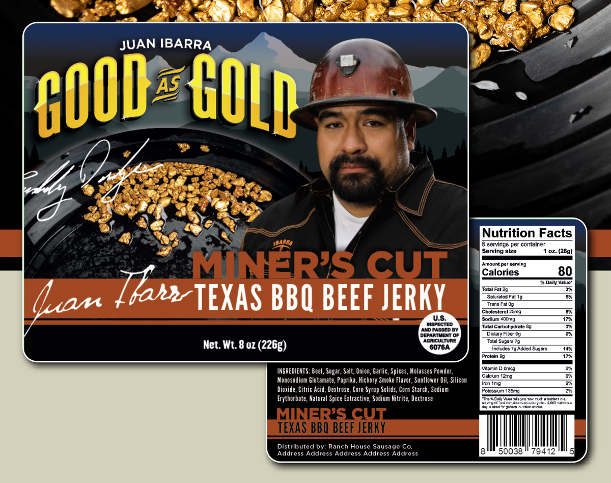 Good As Gold Miner&#39;s Cut Beef Jerky - Texas BBQ 8oz