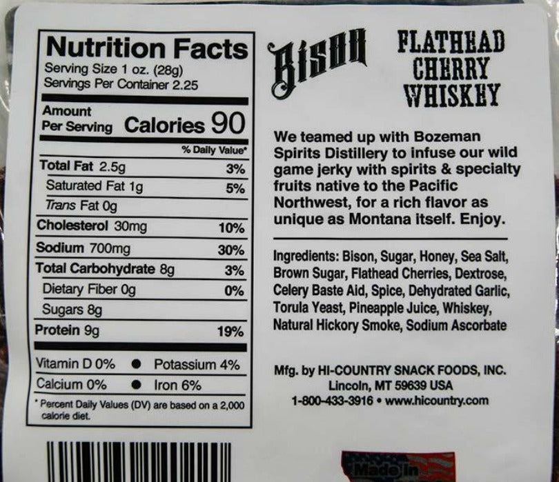 2.25 oz. Bison Flathead Cherry Whiskey Jerky
