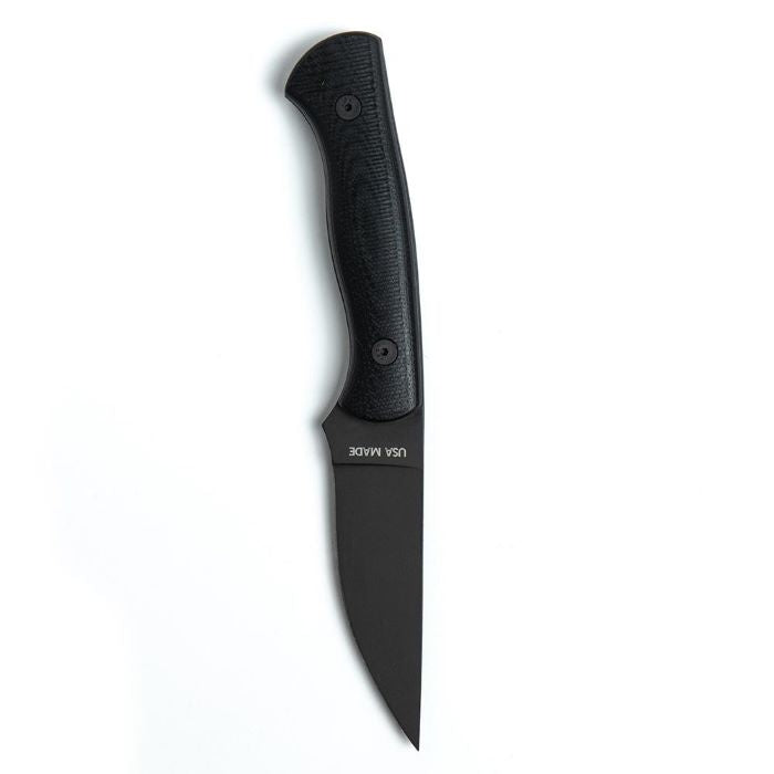 Montana Knife Company - The Blackfoot Fixed Blade 2.0 - Black - Made in USA laser etched on hilt of handle