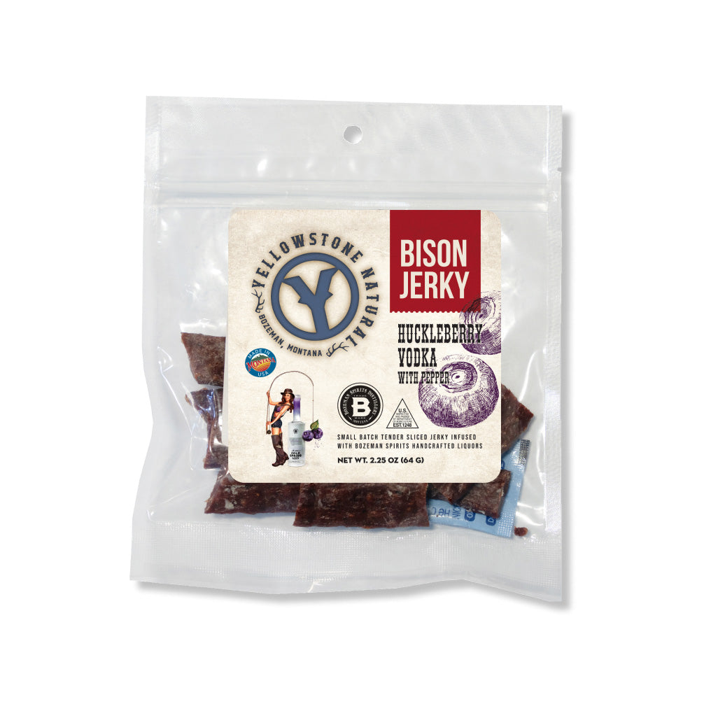 2.25 oz. Bison Huckleberry Vodka with Pepper Jerky