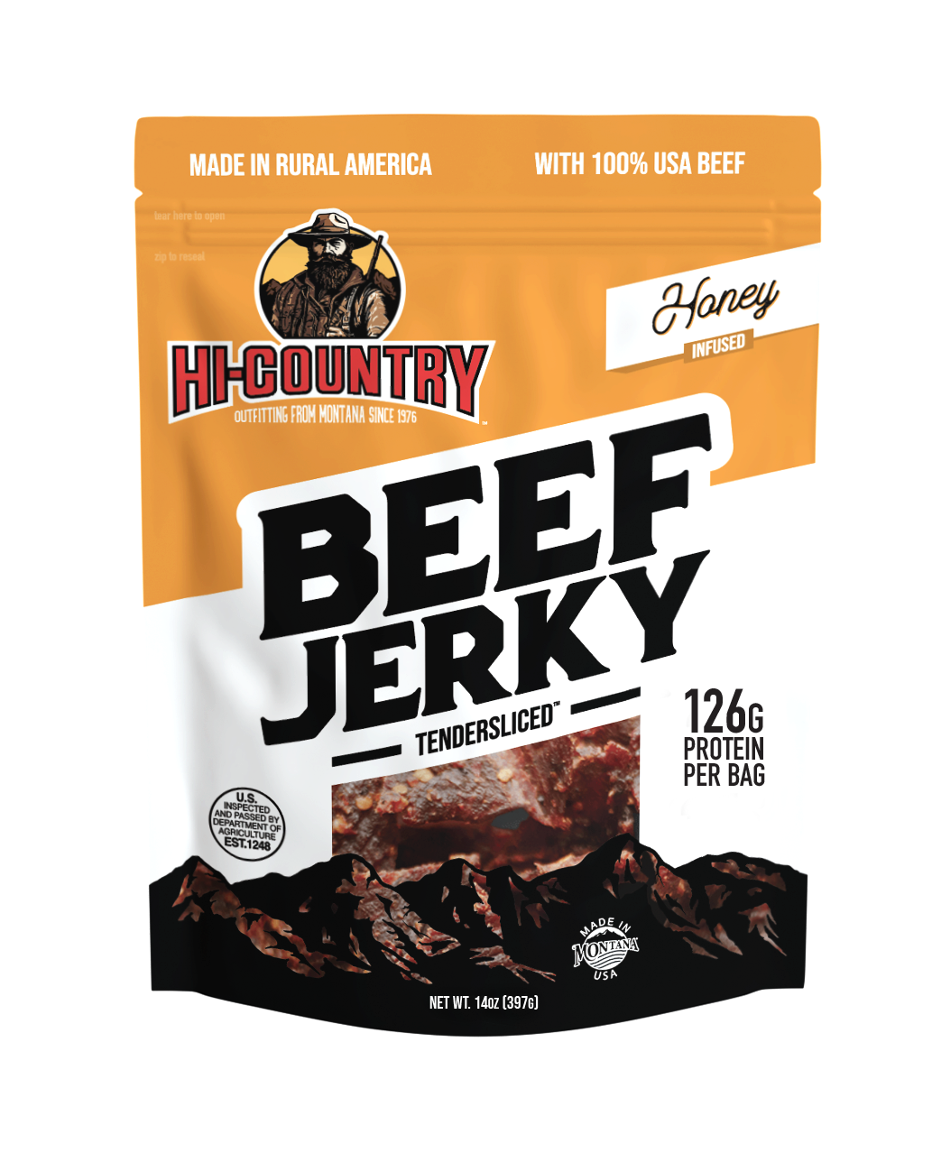 Hi Country Beef Jerky Honey 14oz