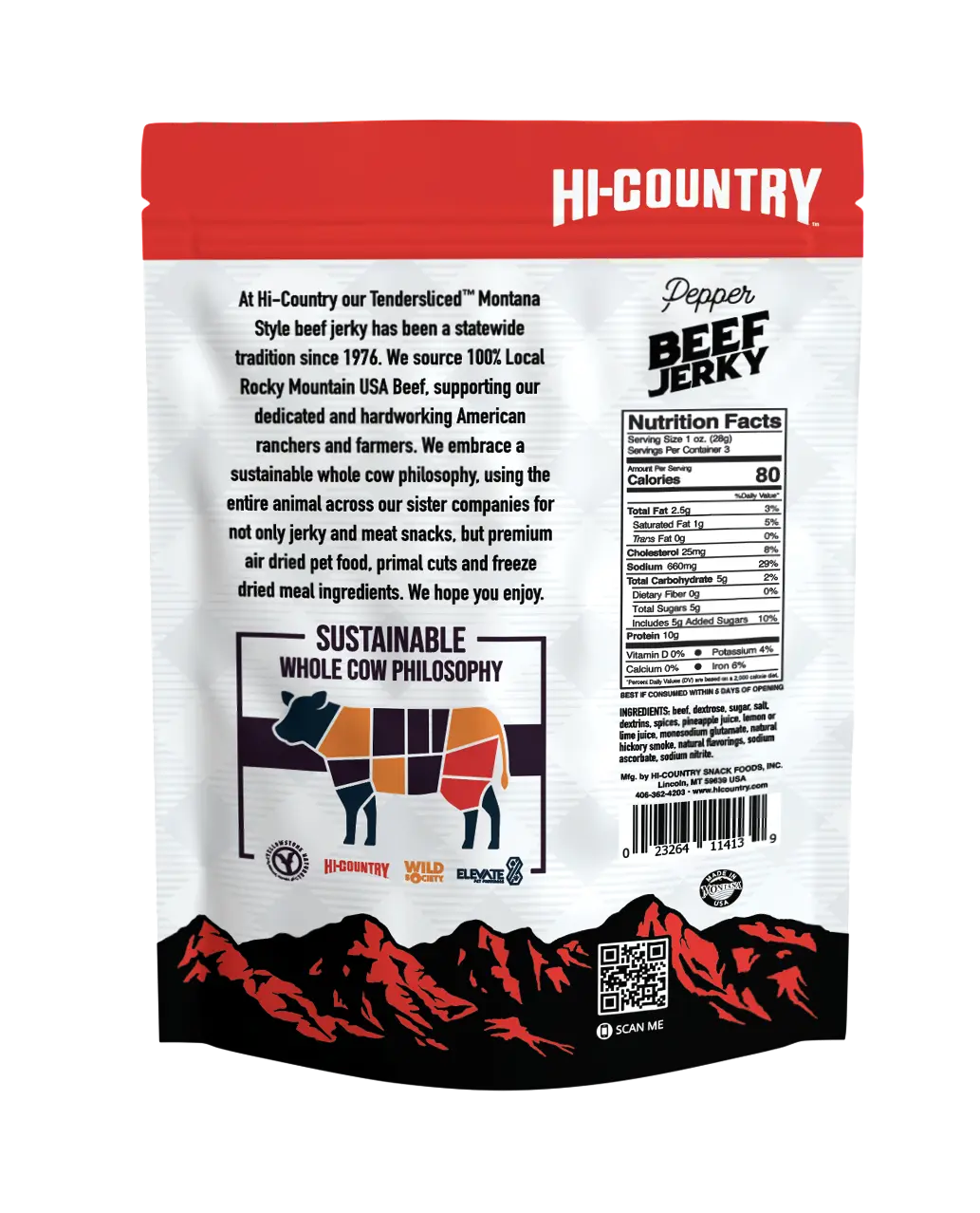 Pepper Beef Jerky - Hi-Country Nutrition Facts