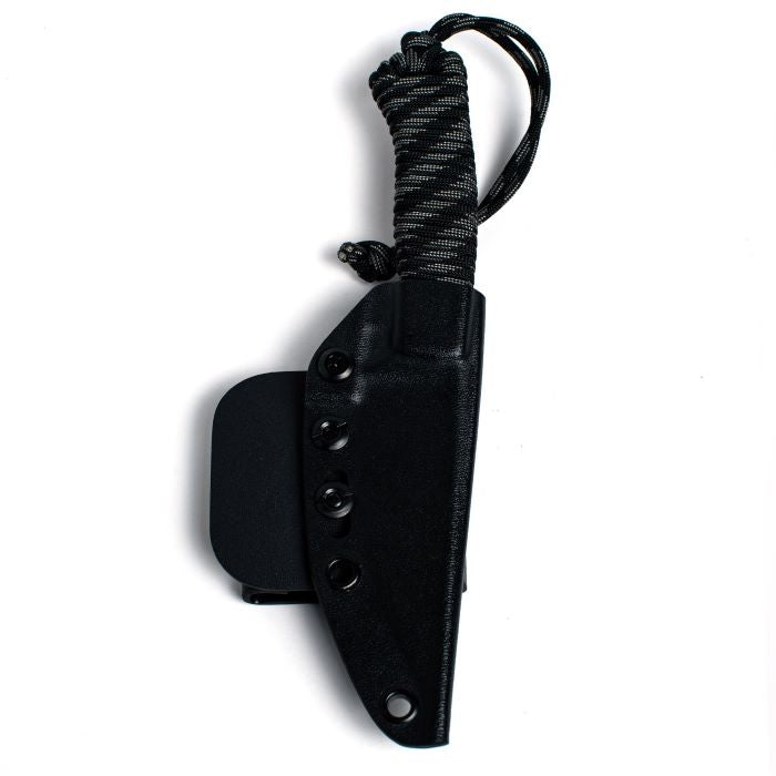Montana Knife Company - Speedgoat Fixed Blade - Black - With Parachute Cord - knife in black Kydex sheath