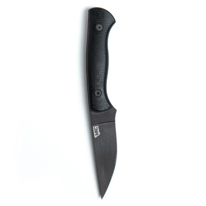 Montana Knife Company - The Blackfoot Fixed Blade 2.0 - Black - MKC laser etched inside outline of Montana State in the front of the blade