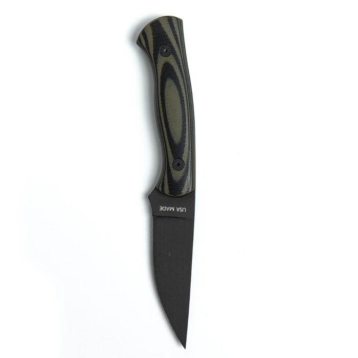 Montana Knife Company - The Blackfoot Fixed Blade 2.0 - Green and Black - Made in USA laser etched on hilt of handle