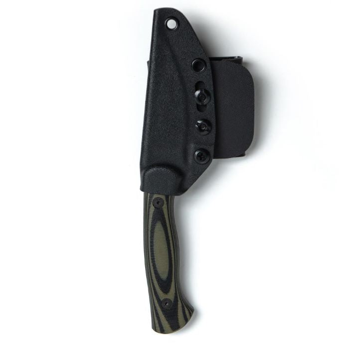 Montana Knife Company - The Blackfoot Fixed Blade 2.0 - Green and Black - Knife inside of black Kydex sheath