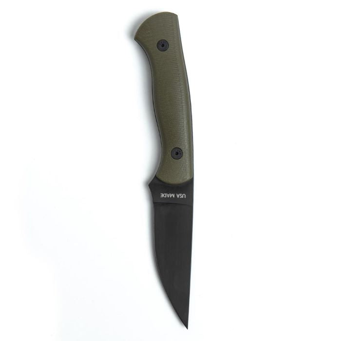 Montana Knife Company - The Blackfoot Fixed Blade 2.0 - Olive - Made in USA laser etched on hilt of handle