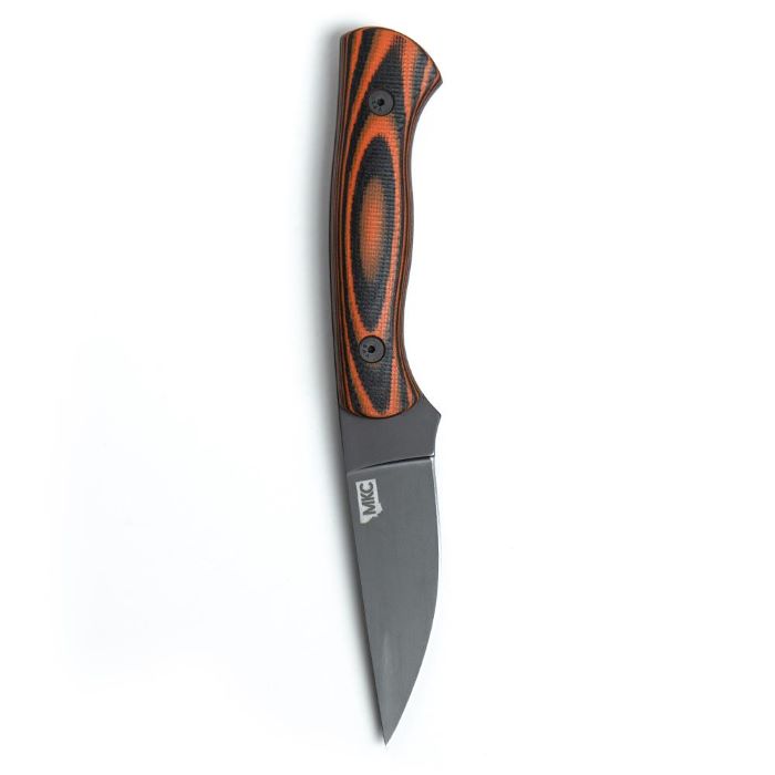 Montana Knife Company - The Blackfoot Fixed Blade 2.0 – Orange and Black - MKC laser etched inside outline of Montana State in the front of the blade