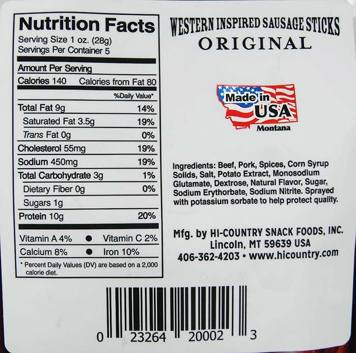 Western Style Meat -Sausage Sticks - Original Flavor