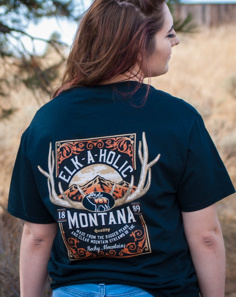 Whiskey River Short Sleeve Tee-Elk-A-Holic